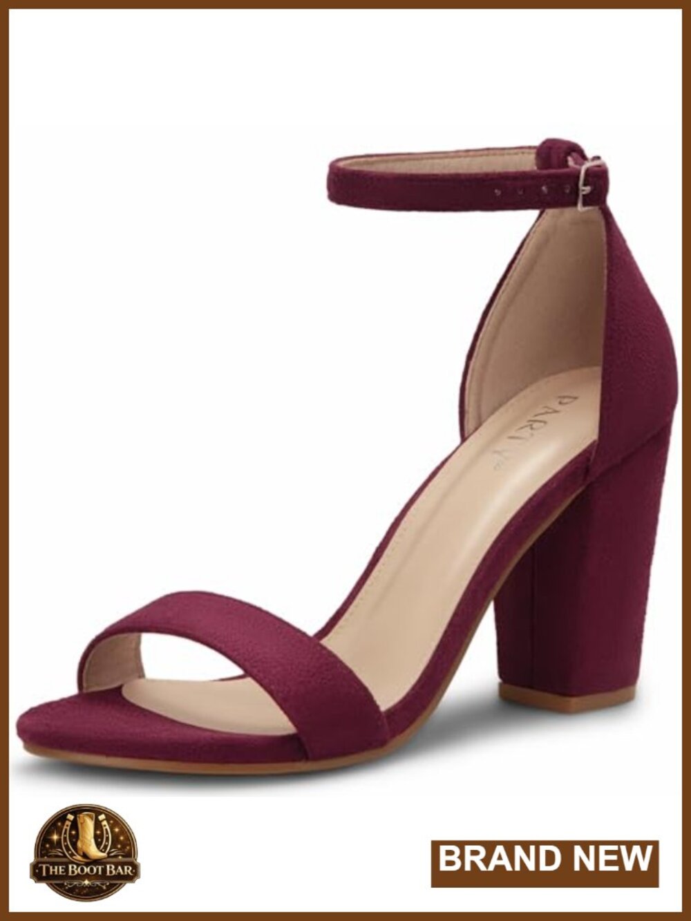 Chunky Block Heel Open Toe Ankle Strap 3 Inch Heeled Sandals for Wedding and
